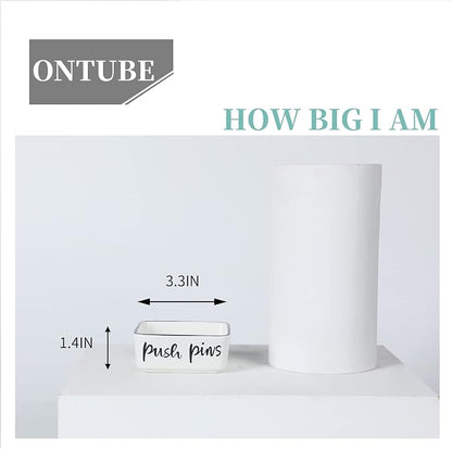 ONTUBE Farmhouse Square Push Pins Holders, Ceramic Binder Clip Dispenser - Image 4