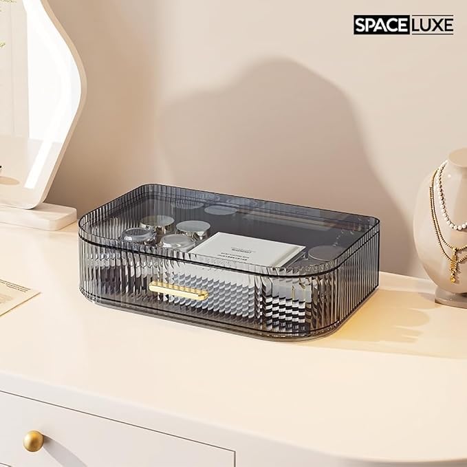 Makeup Organizer with Drawers and 360° Rotating Brush Holder, Large Capacity - Image 4