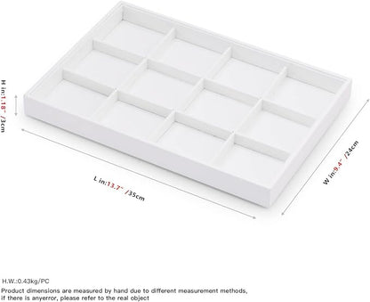 Oirlv Premium White Leather Stackable Jewelry Tray 12 Grid Jewelry Drawer - Image 9