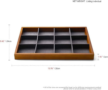 Oirlv 12 Grids Wood Jewelry Organizer Tray Stackable Jewelry Drawer Tray - Image 9
