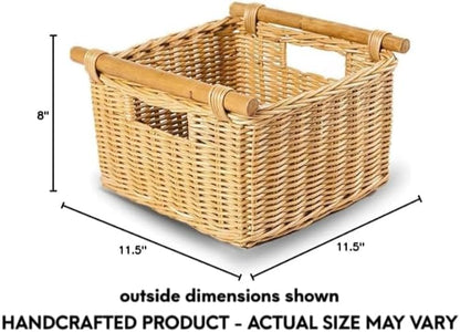 The Basket Lady Deep Pole Handle Wicker Storage Basket, 11.5 in L x 11.5 in W x - Image 7