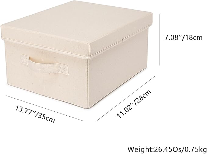 Foldable Storage Bins with Lids Cotton Canvas Rectangular Storage Box Ideal - Image 2