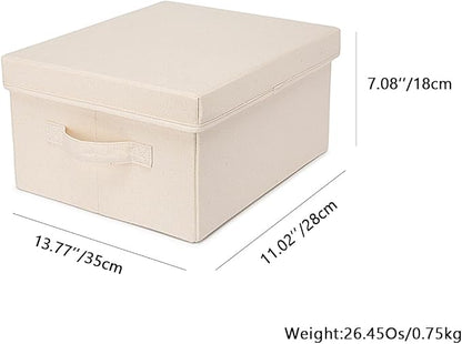Foldable Storage Bins with Lids Cotton Canvas Rectangular Storage Box Ideal - Image 2