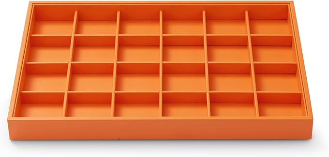 Oirlv Luxury Leather Ring Tray 24 Grid Jewelry Drawer Organizer Stackable by Oirlv