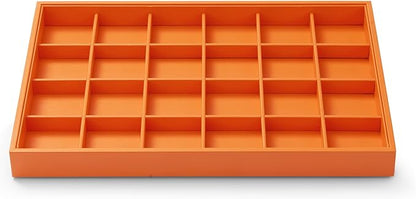 Oirlv Luxury Leather Ring Tray 24 Grid Jewelry Drawer Organizer Stackable by Oirlv