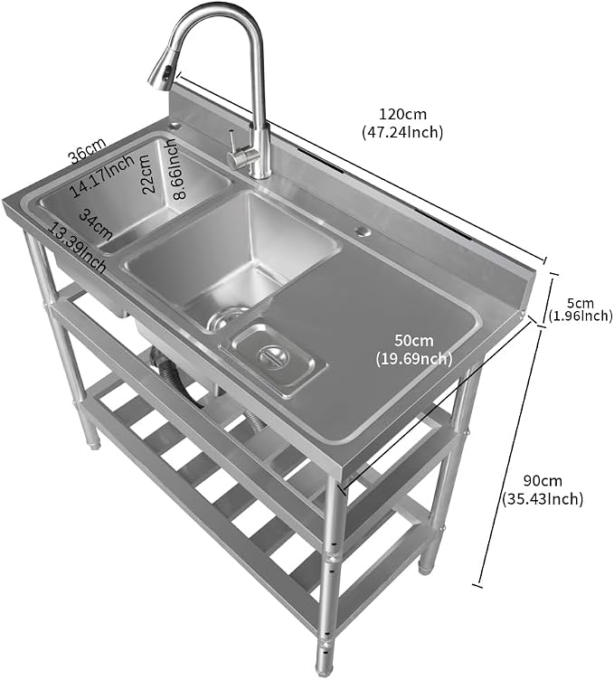 Qian Kun Free Standing 304 Stainless Steel Utility Sink - Image 2