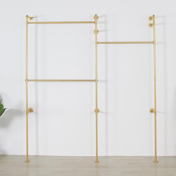Modern Simple Industrial Pipe Double Hanging Rods Clothing Rack, Clothes Rack - Image 8
