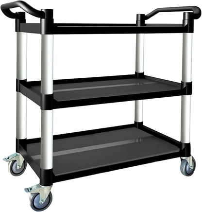 3 Tier Rolling Cart with Hair-Proof Wheels, Plastic Utility Service Cart by Befeshine