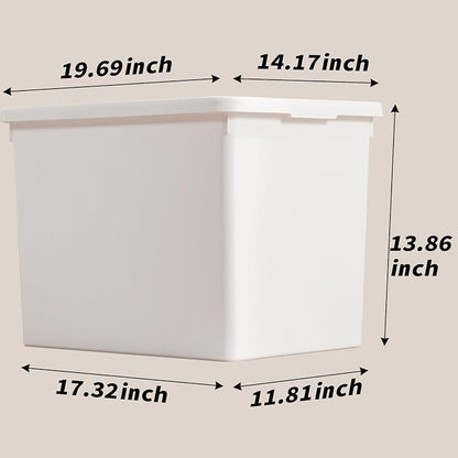 White Storage Bins with lids, Office stackable Plastic Boxes Set of 4, Garage - Image 6