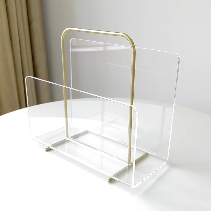 Acrylic Magazine Holder, Crystal Clear Acrylic Magazine Book Rack, Desktop File - Image 5
