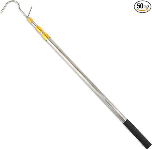 Clothes Hook Rod, 27-62 Inch Long Telescopic Rod, Stainless Steel, S-Shaped Hook by Unknown