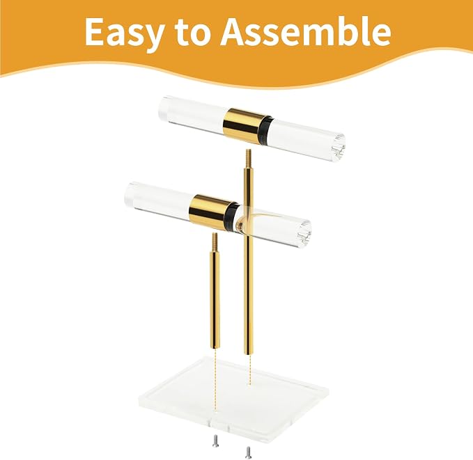 Acrylic Bracelet Holder, Necklace Holder Display Stand, 2 Tier T-Bar Jewelry - Image 7