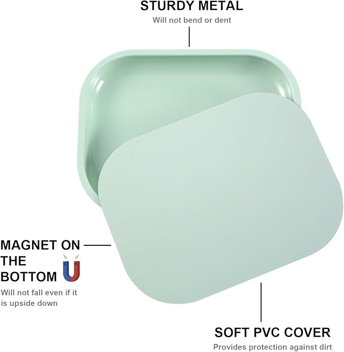 HOKirin Metal Tray with Soft Magnetic Lid, Metal Small Tray with Spill Proof - Image 3