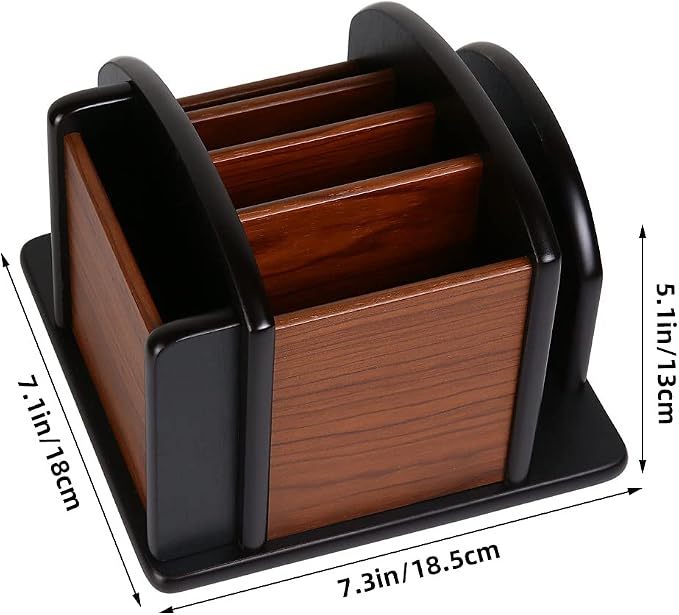 Wooden Desk Organizer, Desktop Office Supplies Storage Remote Control Caddy - Image 7