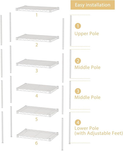 Small 6 tire Shelves Storage Wire Shelving Unit Metal Shelf Adjustable - Image 5