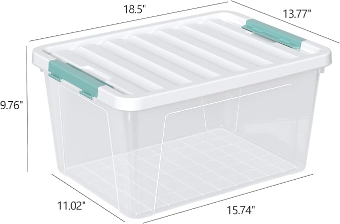 Gainhope 6 Pack 35 L Clear Plastic Storage Bin, Latch Storage Box - Image 2