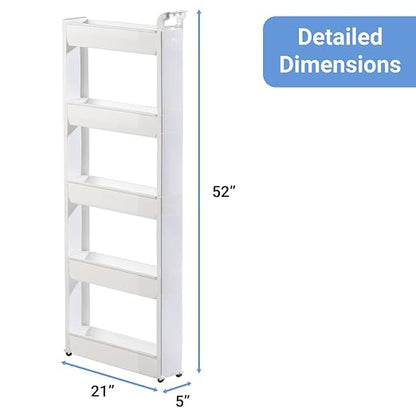 Miles Kimball 5 Tier Slim Cart, Durable Plastic, Easy Assembly, Holds Up to 6.5 - Image 6