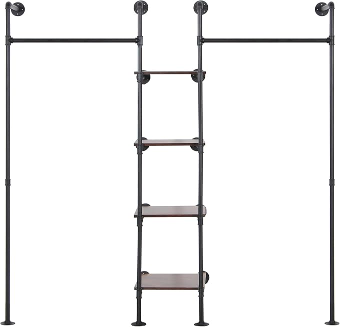 Wall Mounted Industrial Pipe Heavy Duty Clothes Rack, Clothing Rods - Image 3