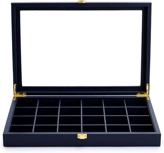 Oirlv Premium Blue Leather 24 Grid Jewelry Tray by Oirlv