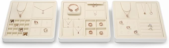 Oirlv Microfiber 4 Slots Jewelry Ring Display Tray Rings Display Organizer Tray - Image 4