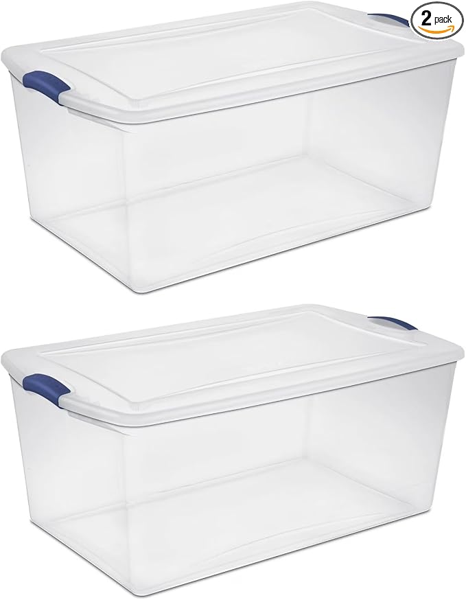 2-Pack 105 Quart Heavy Duty Plastic Storage Bins, Stackable Containers by Unknown