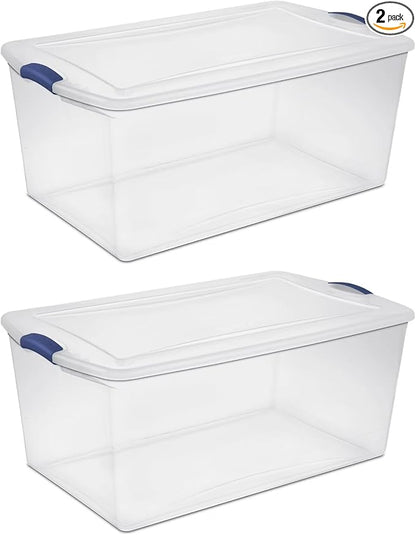 2-Pack 105 Quart Heavy Duty Plastic Storage Bins, Stackable Containers by Unknown