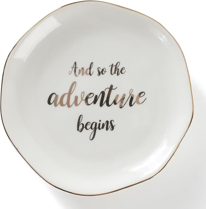 HOME SMILE And So The Adventure Begins Ring Dish-Inspirational Bridal Shower by HOMESMILE