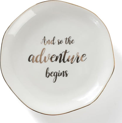 HOME SMILE And So The Adventure Begins Ring Dish-Inspirational Bridal Shower by HOMESMILE