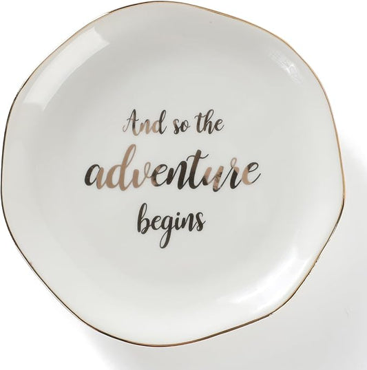 HOME SMILE And So The Adventure Begins Ring Dish-Inspirational Bridal Shower by HOMESMILE
