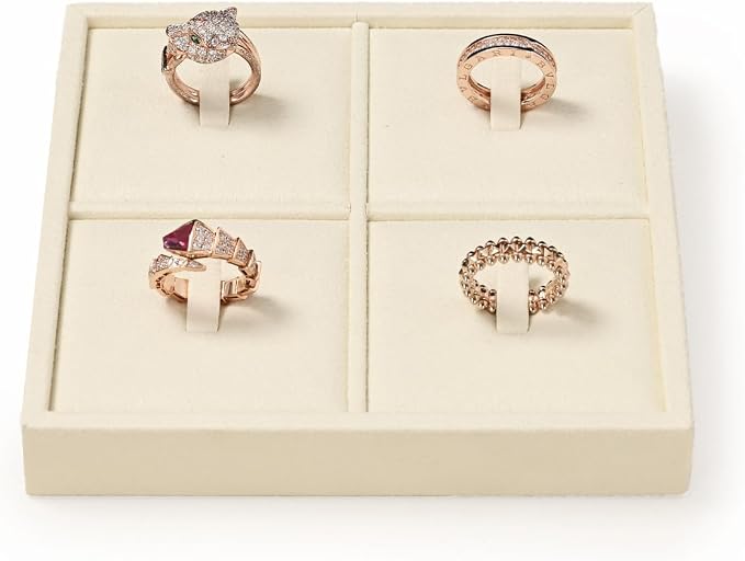Oirlv Microfiber 4 Slots Jewelry Ring Display Tray Rings Display Organizer Tray by Oirlv