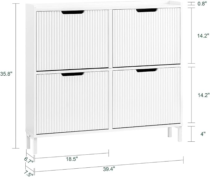 SoBuy Shoe Cabinet 4 Drawers, Narrow Shoe Storage Organizer - Image 3