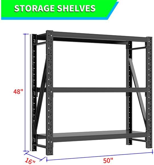 2 Sets Garage Shelving Unit Rustproof 50“W Heavy Duty Storage Shelves Easy - Image 3