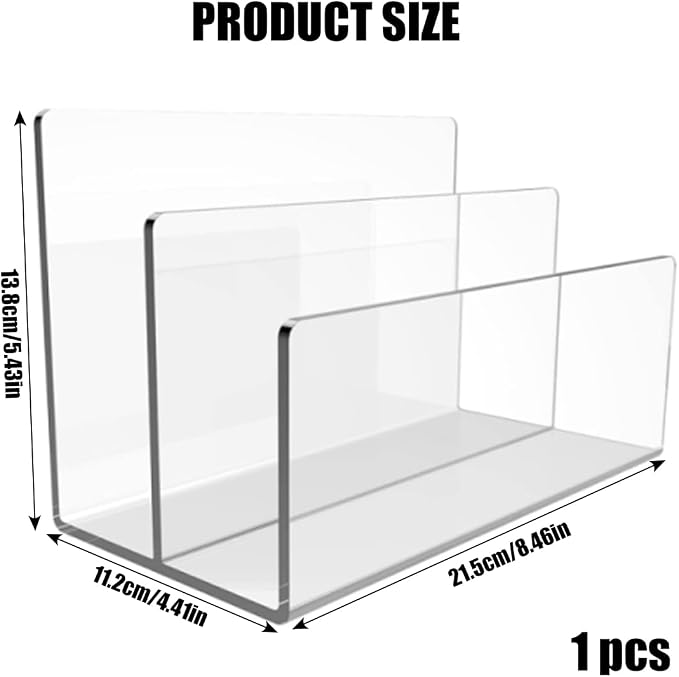 1 Pcs Acrylic Mile Sorter for Desk, 2 Upright Compartments Desk Mail Organizer - Image 2