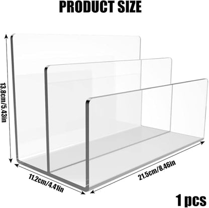1 Pcs Acrylic Mile Sorter for Desk, 2 Upright Compartments Desk Mail Organizer - Image 2