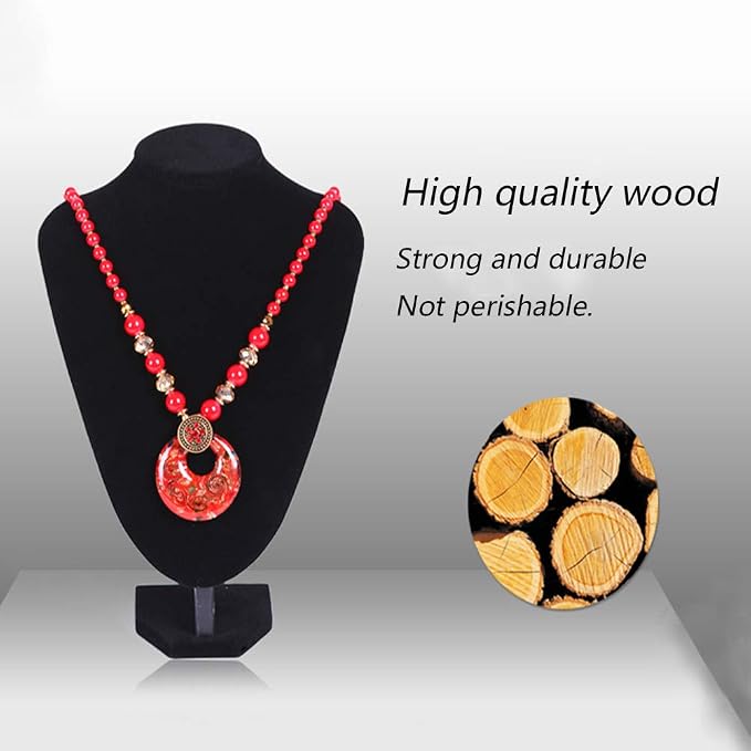 Wudygirl Black Velvet 3-Dimensional Necklace Bust Display Holder Jewelry Neck - Image 3