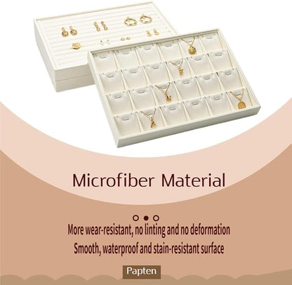 24 Grids Necklace Display Tray, Stackable Jewelry Organizer Trays, Microfiber - Image 5