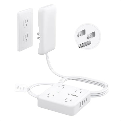 TROND Flat Plug Power Strip - 6ft Extension Cord with Multiple Outlets and 4 by TRONDOfficial
