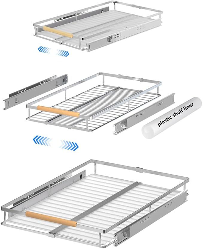 Expandable Pull Out Cabinet Drawer, Slide Out Shelves Heavy Duty Metal by PerfectdesignforyourHOME