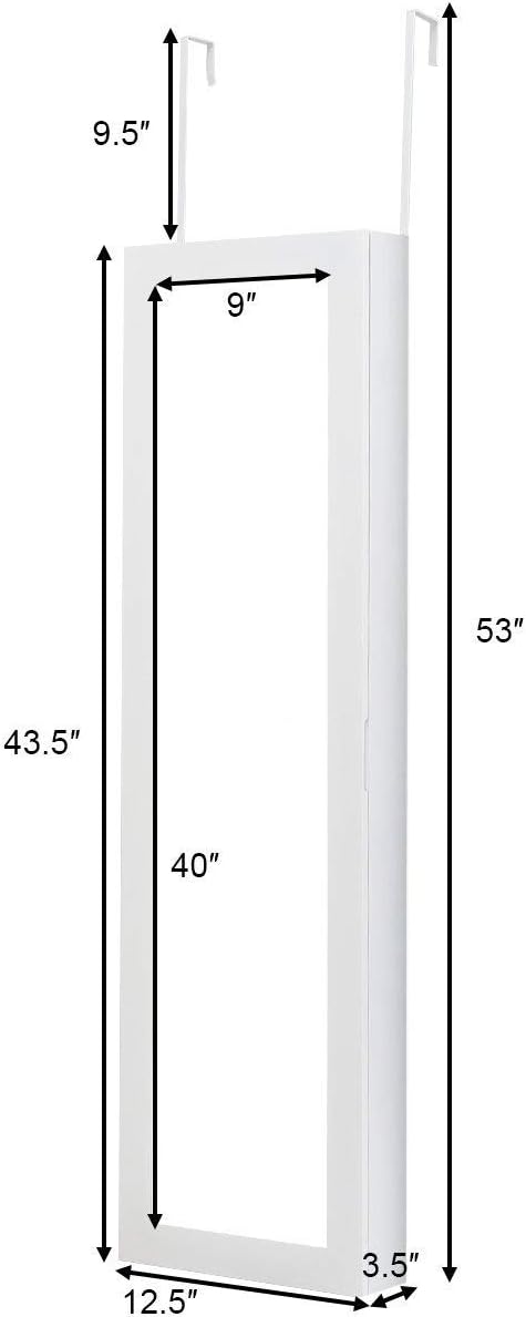Giantex Wall Door Mounted Mirrored Jewelry Cabinet Jewelry Armoire Storage - Image 7