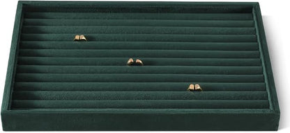 Velvet Ring Display Tray, Stackable Muilt Slot Rings Ear Stud Storage Tray by Dansmiy