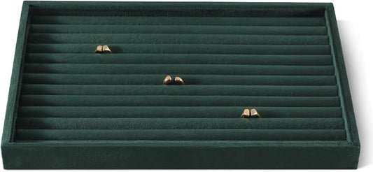 Velvet Ring Display Tray, Stackable Muilt Slot Rings Ear Stud Storage Tray by Dansmiy