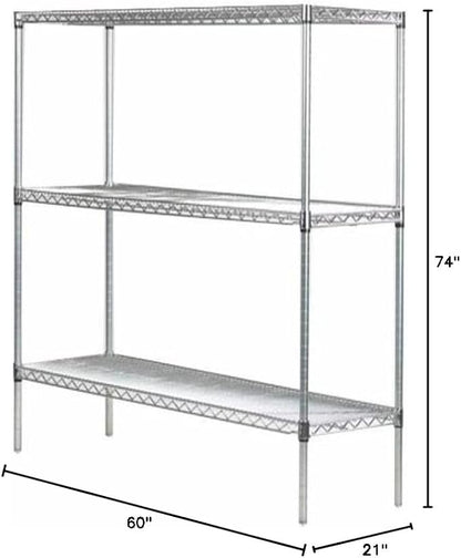 Omega 21" Deep x 60" Wide x 74" High 3 Tier Chrome Starter Shelving Unit - Image 2