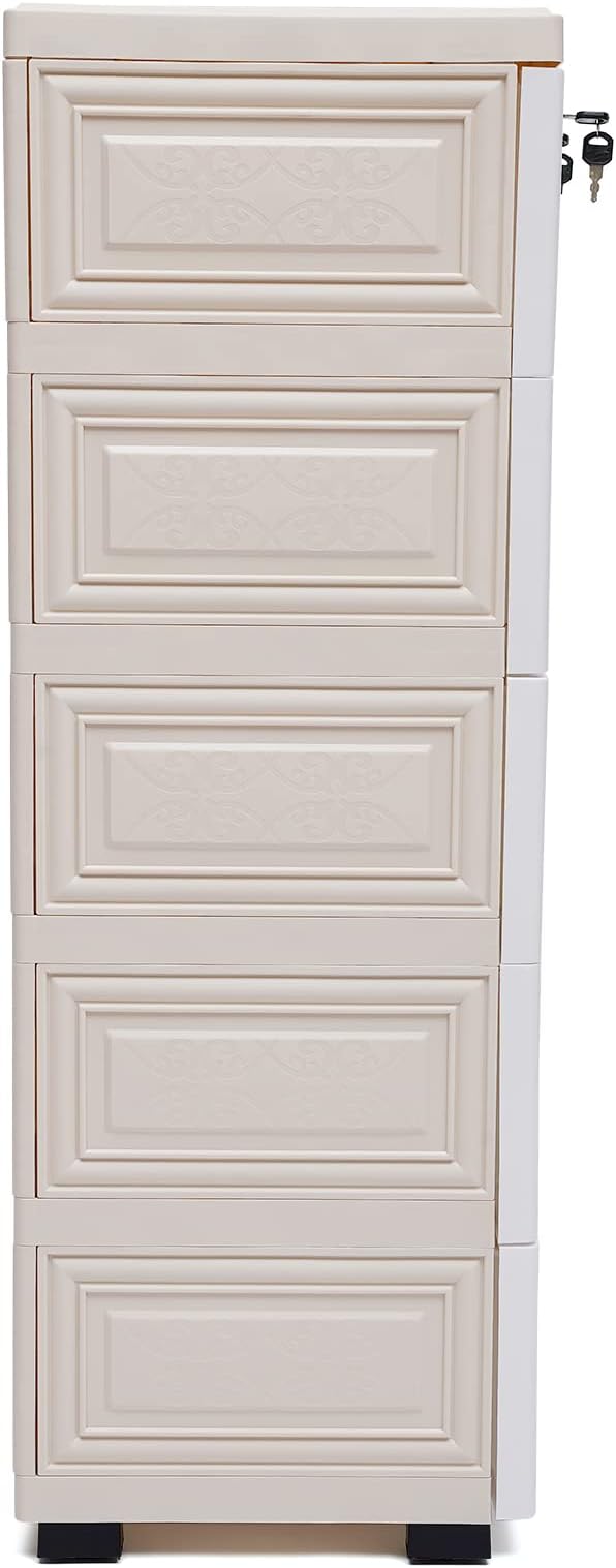 Plastic Drawers Dresser, 6 Drawers Storage Cabinet Polar Bear Tall Standing - Image 6