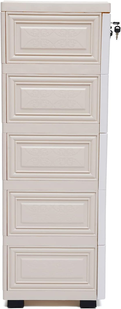 Plastic Drawers Dresser, 6 Drawers Storage Cabinet Polar Bear Tall Standing - Image 6