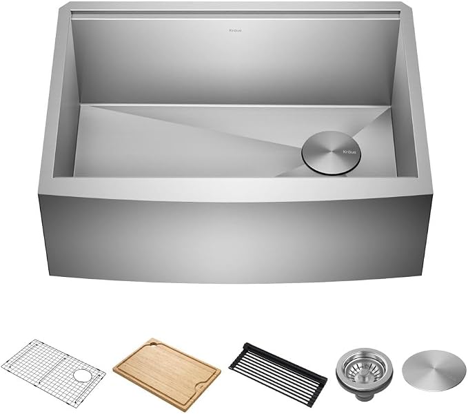 KRAUS Kore 27-Inch Farmhouse Workstation 16 Gauge Stainless Steel Kitchen Sink by KRAUS