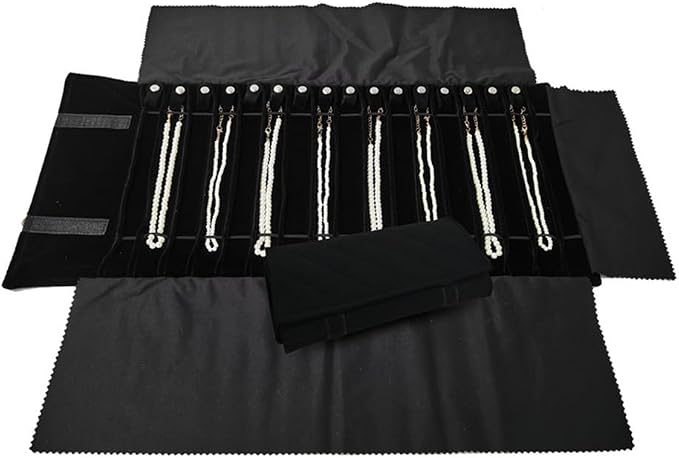 Portable Jewelry Roll Untangled Secure Necklace Travel Storage Bag Displays - Image 2