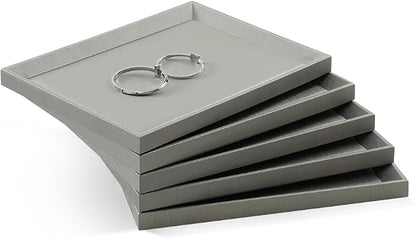 Jewelry Flat Tray, Leather Tray, Premium Grey Jewelry Tray, Jewelry Organizer - Image 5
