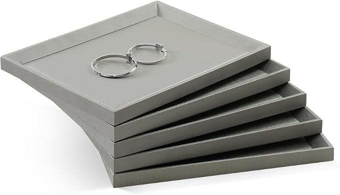 Leather Jewelry Tray, Premium Grey Organizer - Image 5