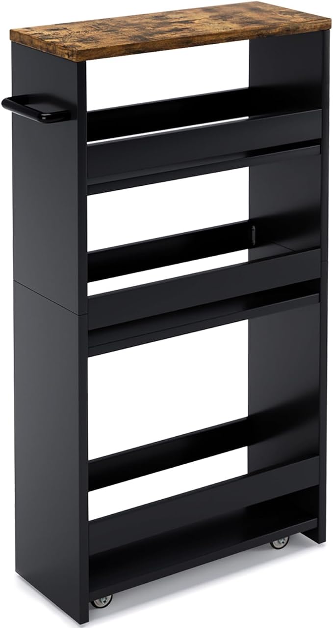 MARTY Rolling Storage Cart 4-Tier Black Kitchen Cart by MARTY