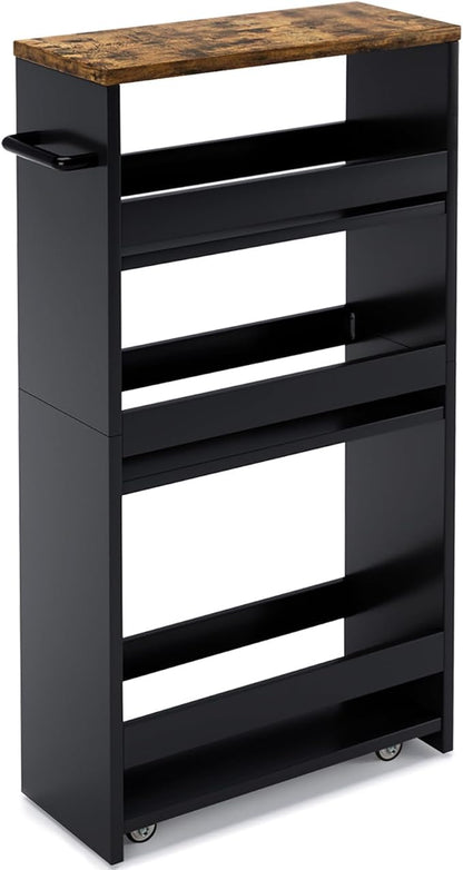 MARTY Rolling Storage Cart 4-Tier Black Kitchen Cart by MARTY